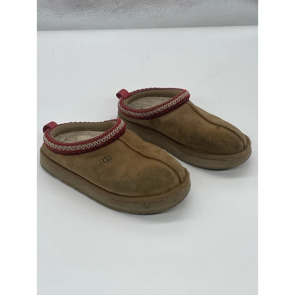 UGG Kid's Tazz Slippers Shoes Sz 2 Sand Tan Clogs Slip On Casual Comfy Girls